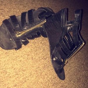 black and gold heels